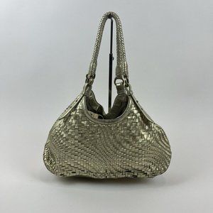 Cole Haan Genevieve Metallic Gold Leather Triangle Tote Purse